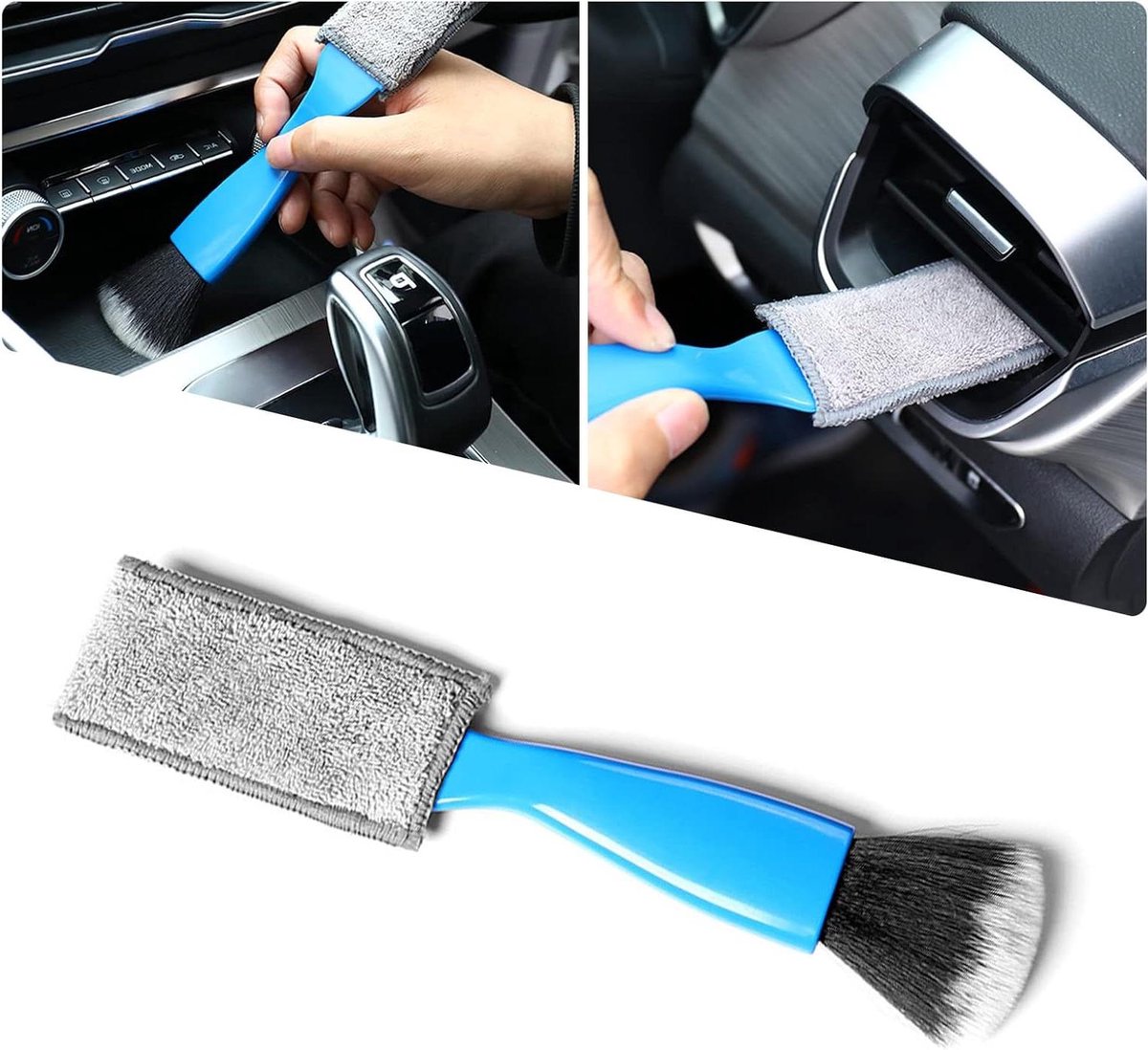 Dubbele Borstel - Reinigingsborstel Auto - Interieur Reinigen - 2-in-1 Functie - 2789 cm - Blauw