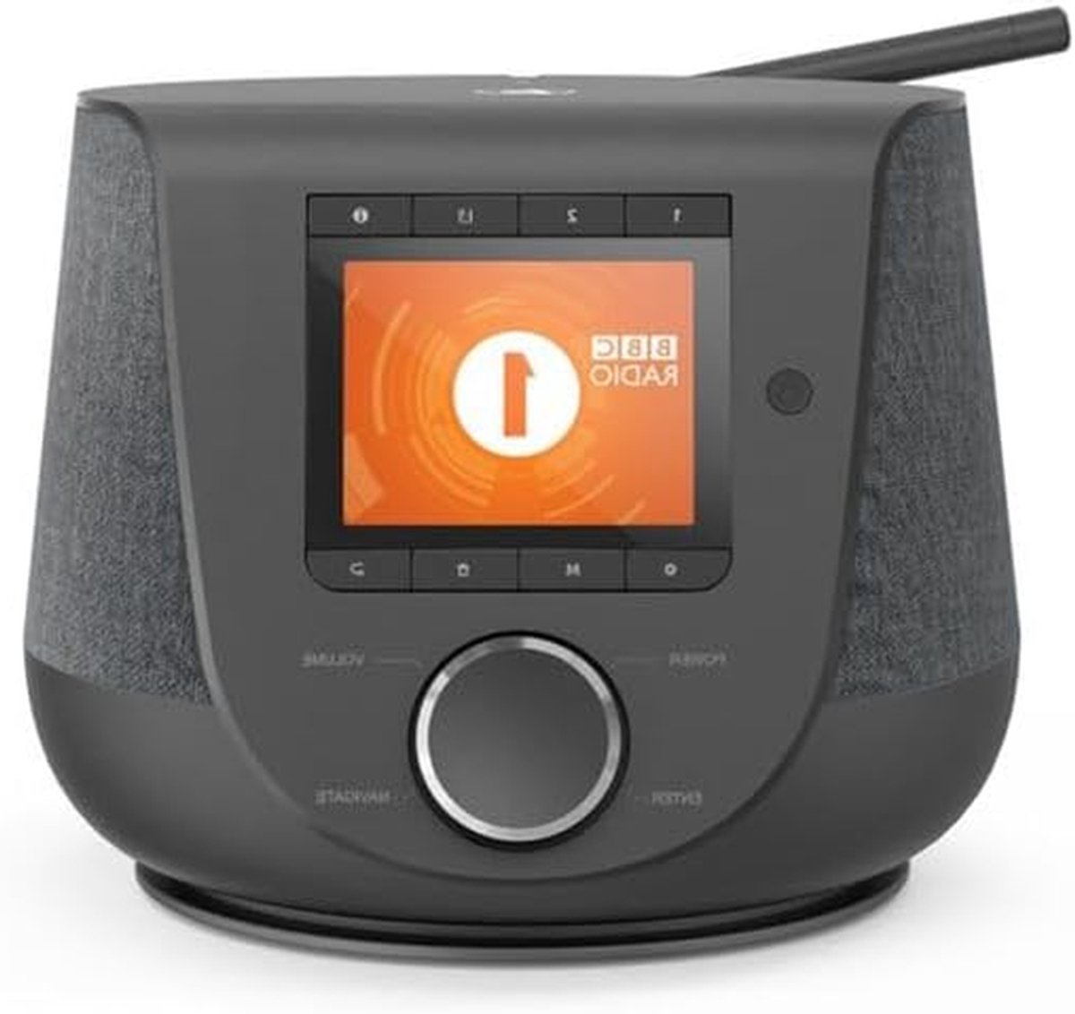 Internetradio met laadfunctie - Digitale radio - Wereldwijd luisteren - Snellaadpoort mobiel - 17.5 x 15.5 cm - Zwart