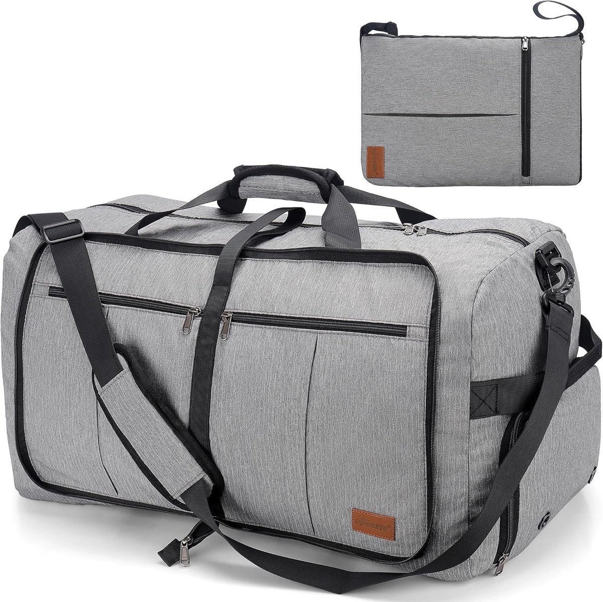 SnelShoppen - Grote Vouwbare Duffle Bag 125L Weekendtas met Schoencompartiment, Waterdicht en Duurzaam 600D Polyester, Grijs