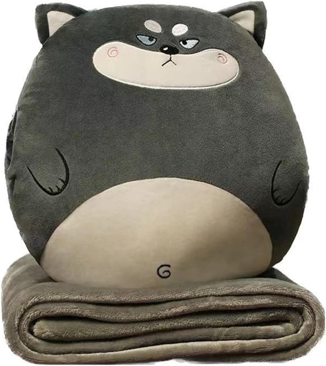 Thijox - Reisdeken en Kussen 3-in-1 Pluche Speelgoed, Opvouwbare Deken, Handwarmer, Slijtvast Kristalfluweel, Zachte Deken voor Thuis, Kantoor, Auto,