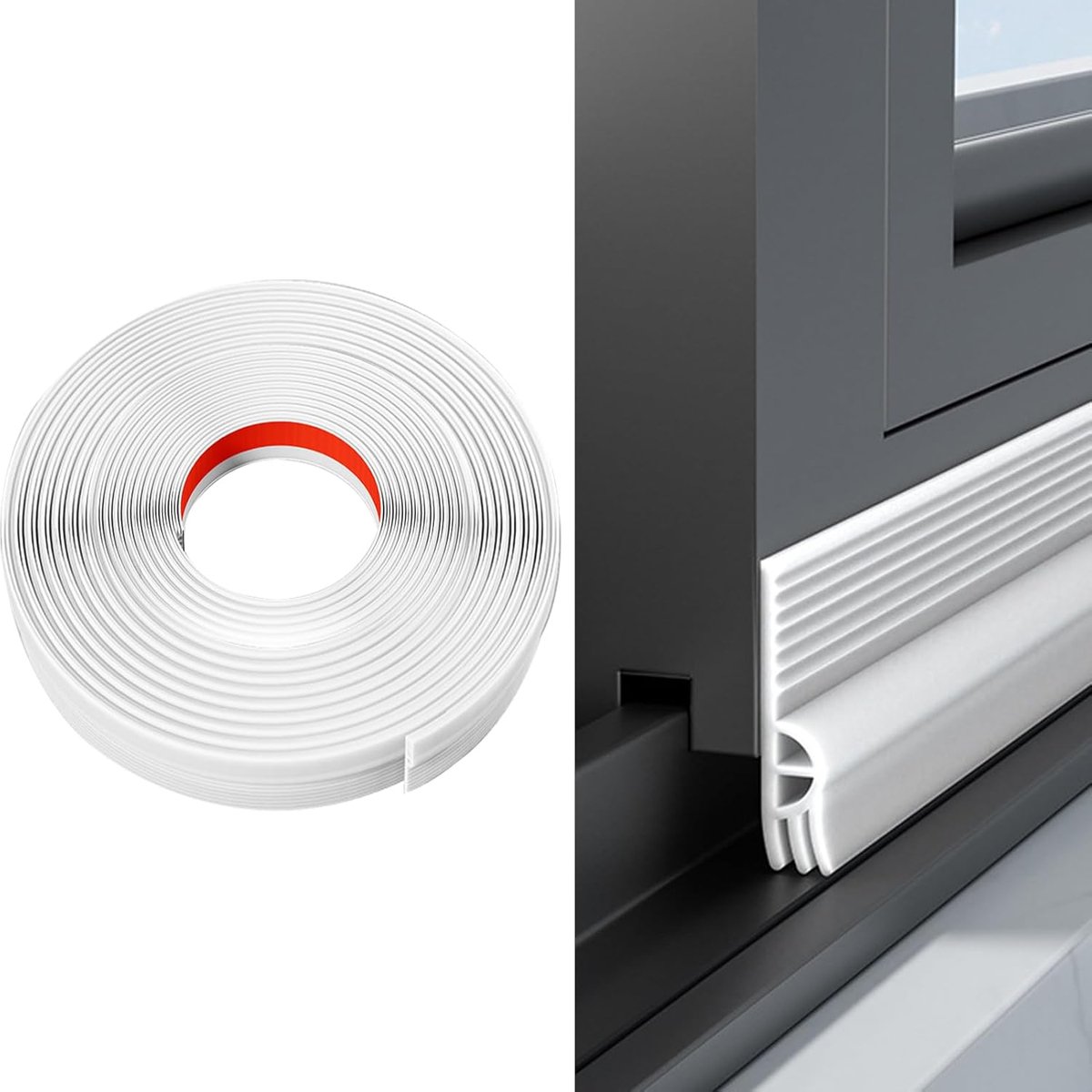 Thijox - Zelfklevende Tochtstrip voor Ramen, Geluidsisolatie Afdichtstrip, Weerstrippen, TPE Materiaal, 4 meter, Wit, Voor Schuifvensters en Tegen Kou