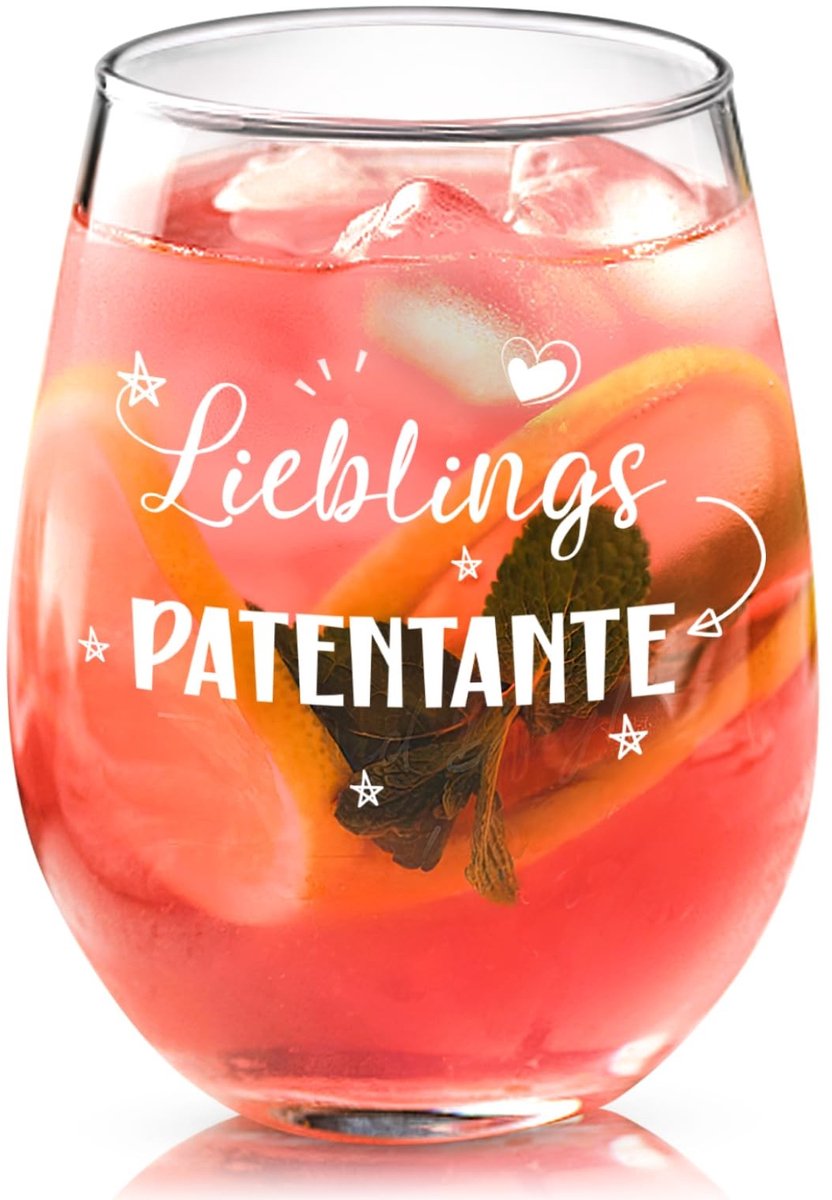 Inovra- Wijnglas 40 Ml - Cadeau Voor Verjaardag - Beste Patentante - Lieblingspatentante - Uniek Design - Persoonlijke Spreuk - Cadeauglas