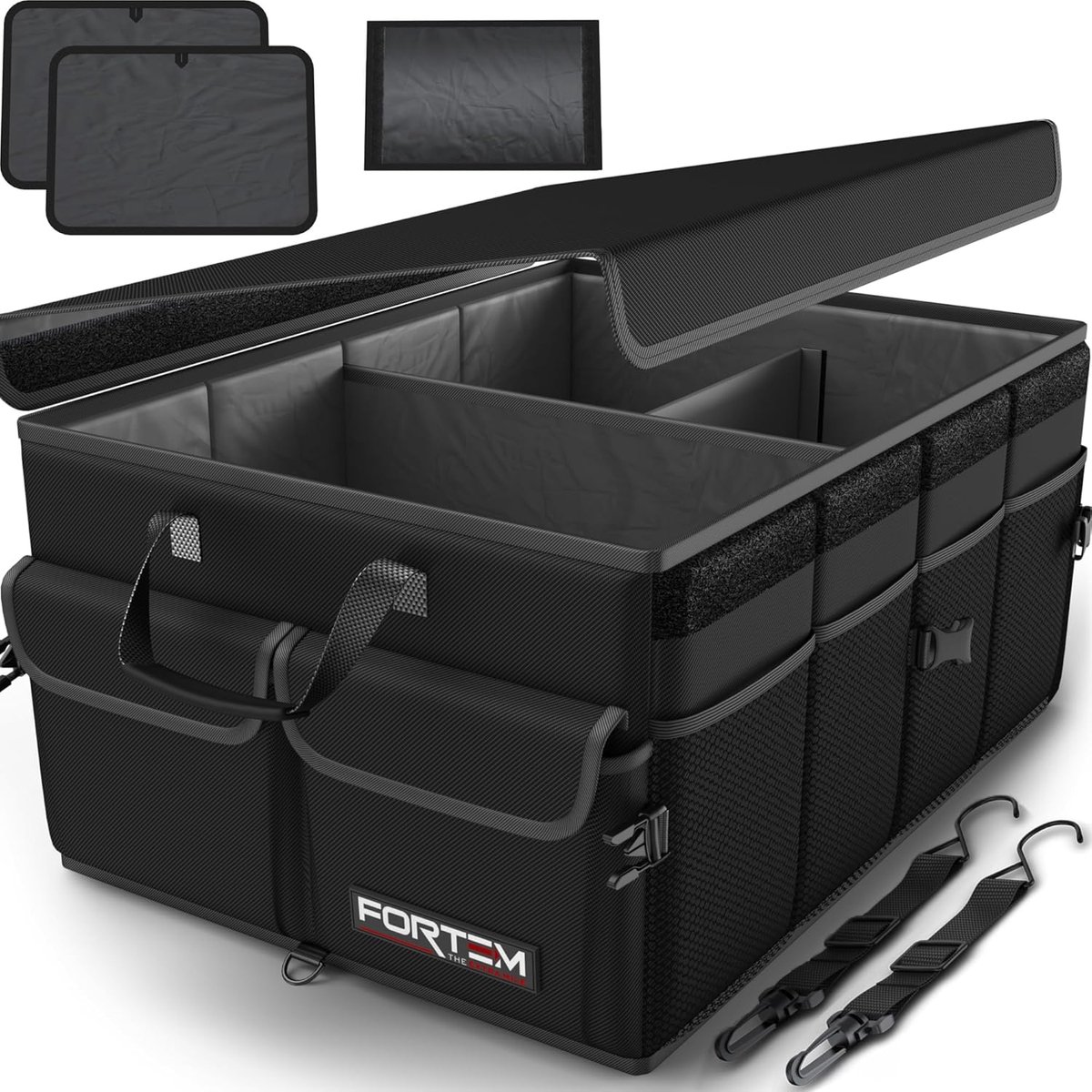 Thijox - Kofferbak Organizer Auto - Opvouwbare SUV Opberger met Meerdere Vakken - 65L - 600D Oxford - Antislip Bodem - Verstelbare Bandjes - Zachte De