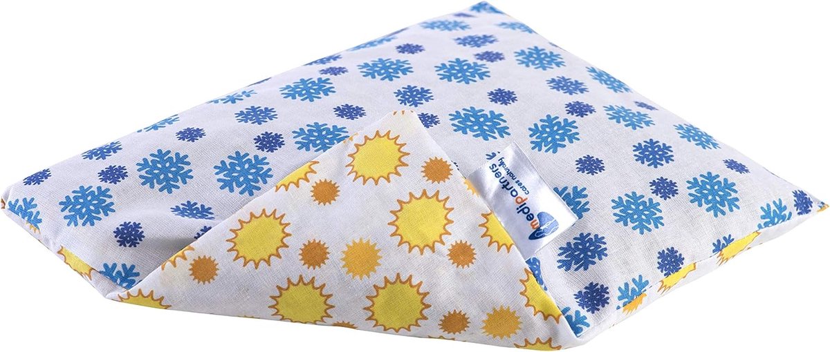 Thijox - Kersenstenen Kussen Warmtekussen Groot 500g Rechthoek 20x25cm Eco Natuur 100% Katoen voor Warmte- en Koudetherapie Massagetherapie (Sneeuwvlo