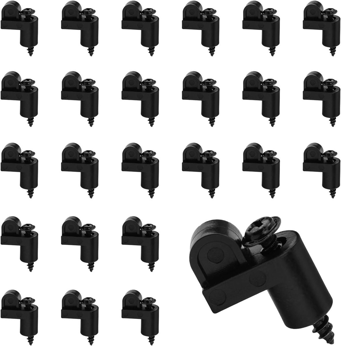 Thijox - 25st 3/8 Inch Nylon Raamhor Clipjes met Schroeven, Duurzame Bevestigingen voor Stormramen en Raamhor Klemhouder - Zwart