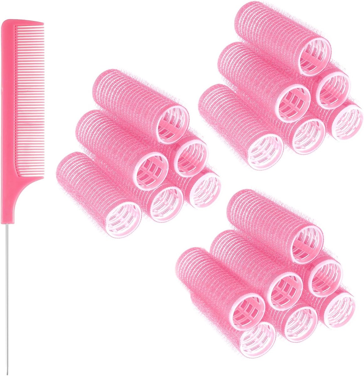 Thijox - Haarkrulspelden Set 19 Stuks Roze - Geen Warmte Zelf Grip Clips voor Volumineuze Krullen - Ideaal voor Fijn, Dun, Dikke, Korte en Lange Kapse