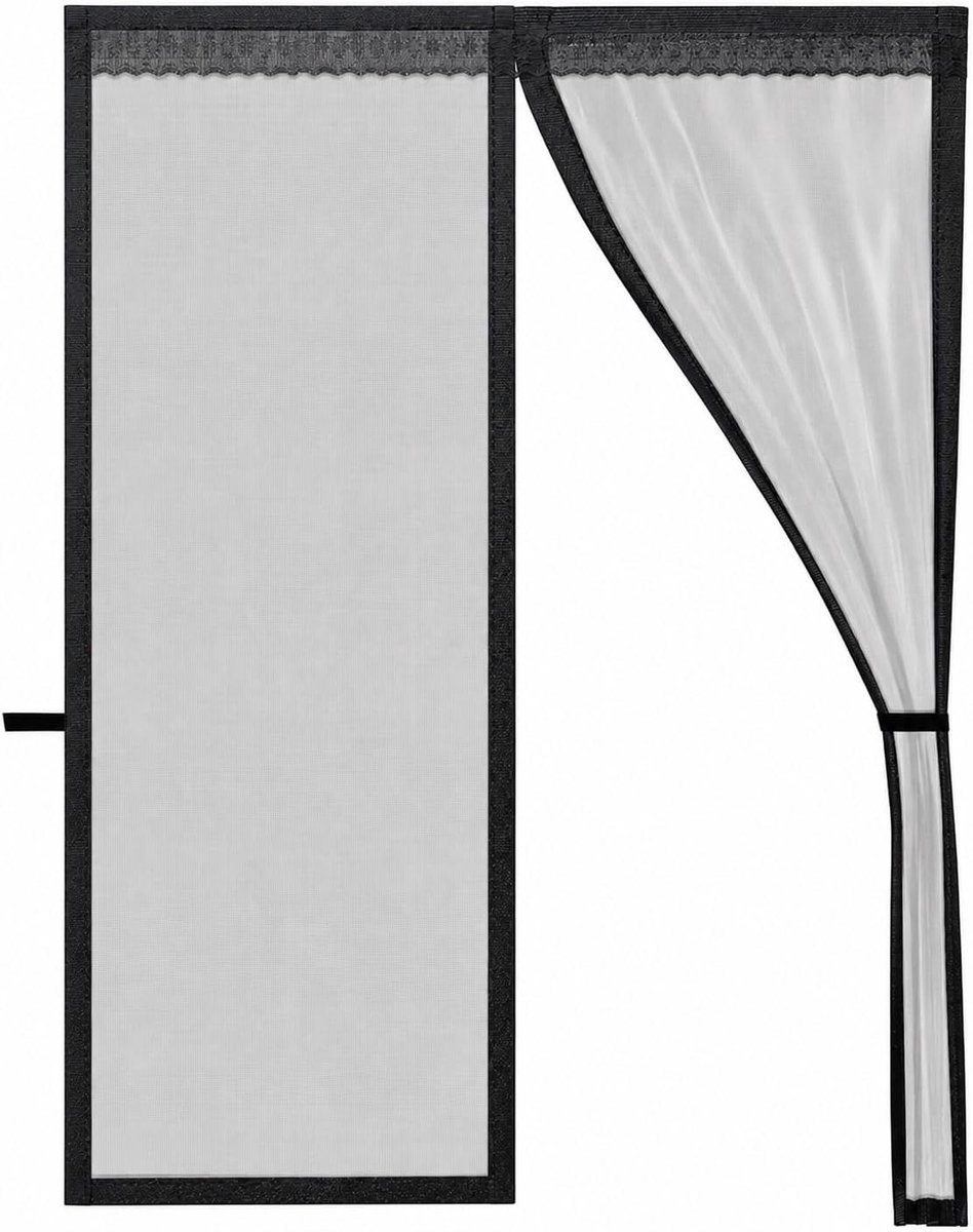 SnelShoppen - Magnetische Vliegenhor Deur Gordijn Deluxe FIBER - Voor Standaard Deuren - Eenvoudige Installatie - Zwart - 150x230 cm - Ideaal voor Kin