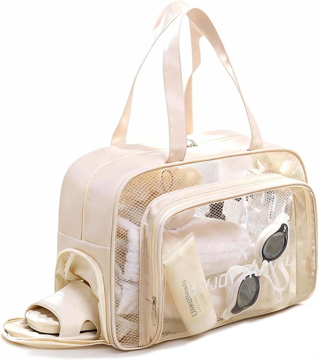 Thijox - Transparante Toilettas Dames met Schoenenvak - Grote Waterdichte Reis- en Make-up Organizer voor Handbagage, Vloeistoffen en Camping
