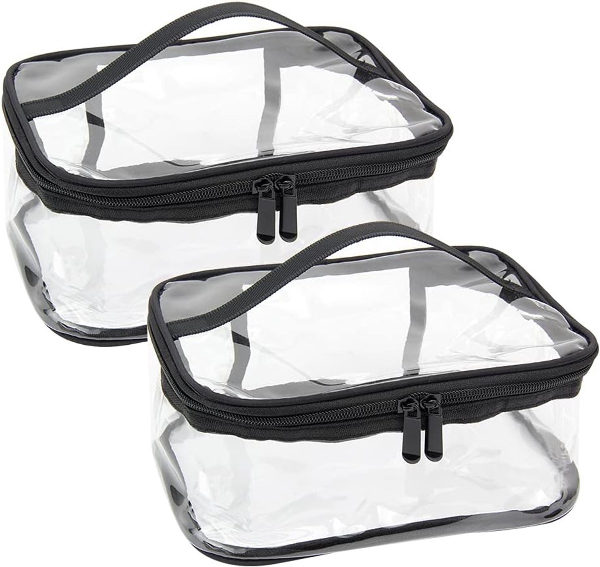 SnelShoppen - Transparante Toilettas Set van 2, Waterdichte PVC Cosmeticatas, Make-up Organizer met Ritssluiting voor Mannen en Vrouwen, Ideaal voor R