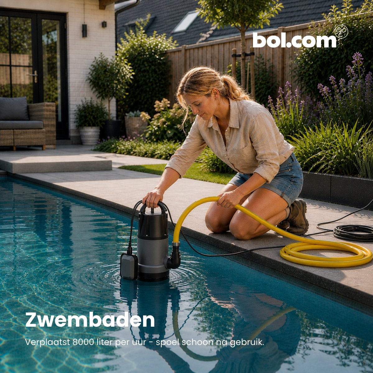 123® Vuilwater Dompelpomp 8000 l/u – Automatische Vlotterschakelaar – Waterpomp voor Kelder, Bouwput en Vijver – Pomp voor Vuil Water en Modder – foto 5