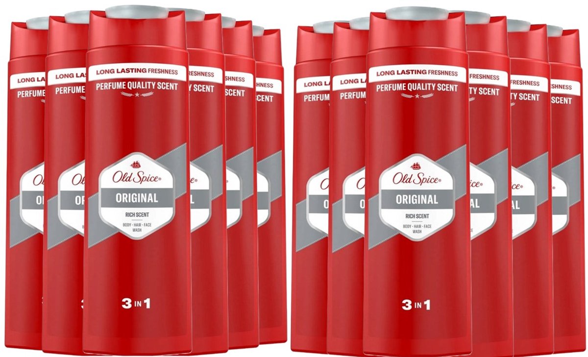 12 x Old Spice - Original - Douchegel 3-in-1 - Reinigt, Verfrist & Verzorgt - 400 ml - Douchegel - 3-in-1 - Reinigen - Verfrissen - Verzorgen
