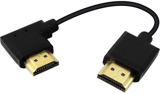 SnelShoppen - 15CM HDMI Male Short Cable 90 Degree Angle - High Speed HDMI 2.0 - 4K@60HZ - Voor Raspberry Pi, Tablet, Camera - Zwart