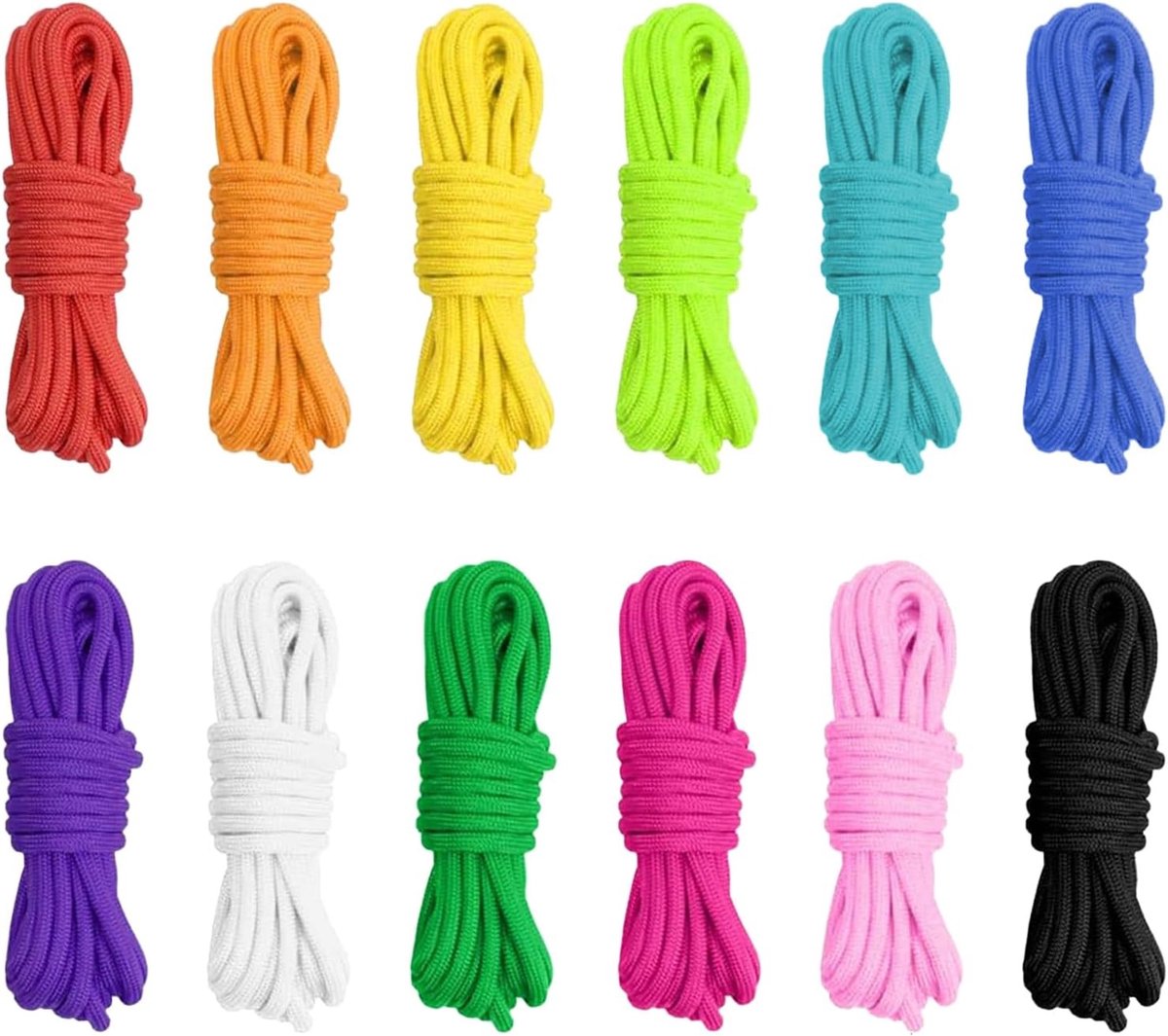 Set van 12 Paracord 550 Nylon Touwen van 4 mm in 12 Kleuren voor DIY Armbanden, Sleutelhangers en Survival Gear