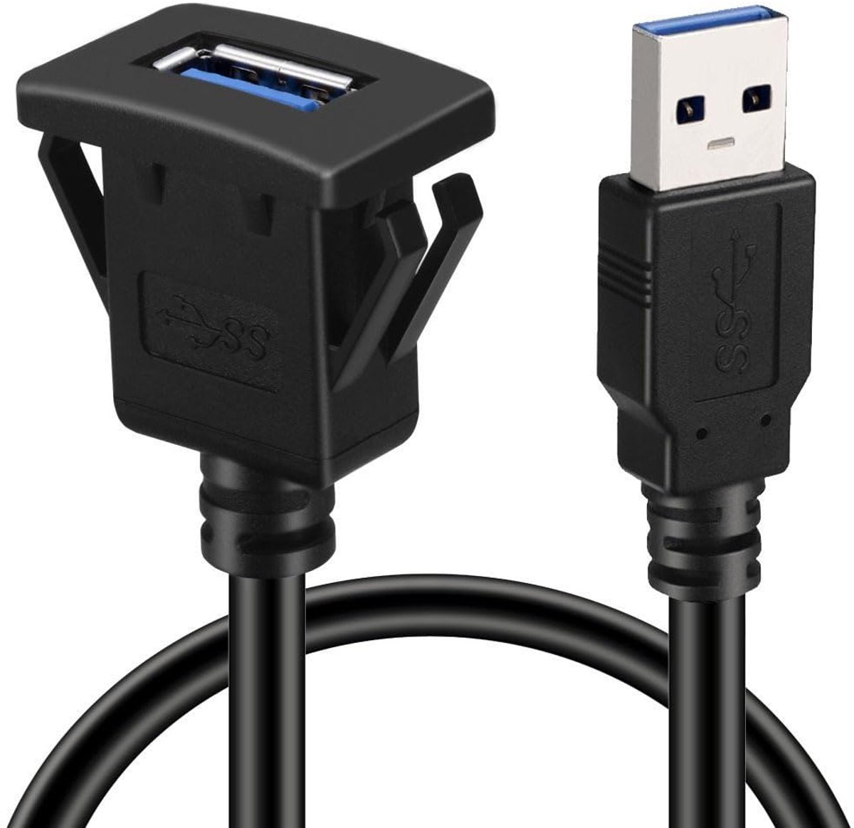 Thijox - USB Dashboardkabel voor Vlakke Montage, USB 3.0 Verlengkabel 1m voor Auto, Boot, Motorfiets, Ideaal voor Dashboard Gebruik