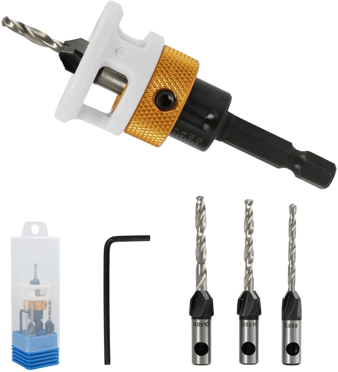 Inovra- Kegelverzinkboorset 6-delig - Houtboorset - Voorboren/Verzinken - Dieptecontrole - 1/4 inch Zeskantschacht - Professioneel Gereedschap - Boorset