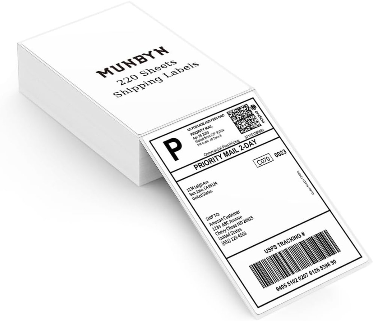 Thijox - 4"x6" Direct Thermal Verzendetiketten - Zelfklevende Vouw Mailing Postzegels - Commerciële Kwaliteit - 220 Vellen voor Thermische Printers
