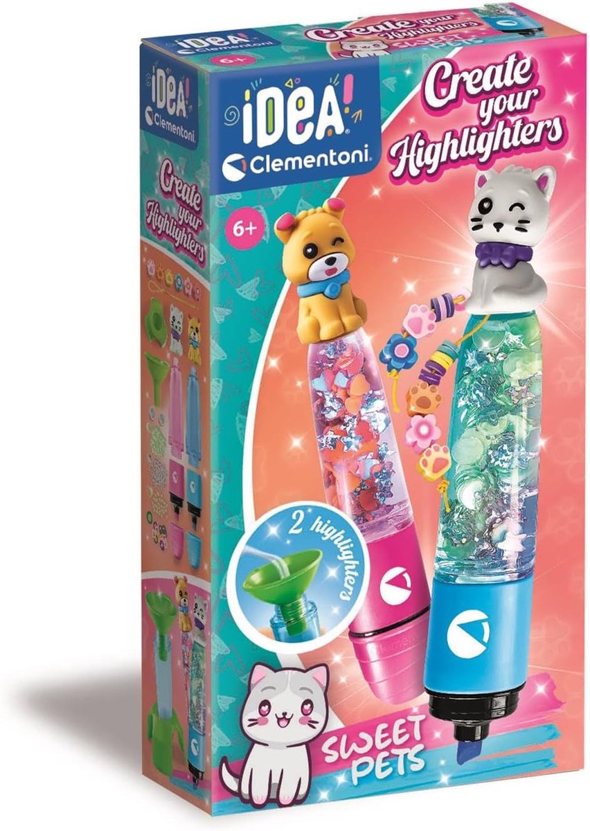 SnelShoppen - Creatieve Set voor Kinderen - Markeer Stiften Maken - Personaliseerbare Highlighters - Sweet Pets Laboratorium - 2 Stuks - Geschikt voor