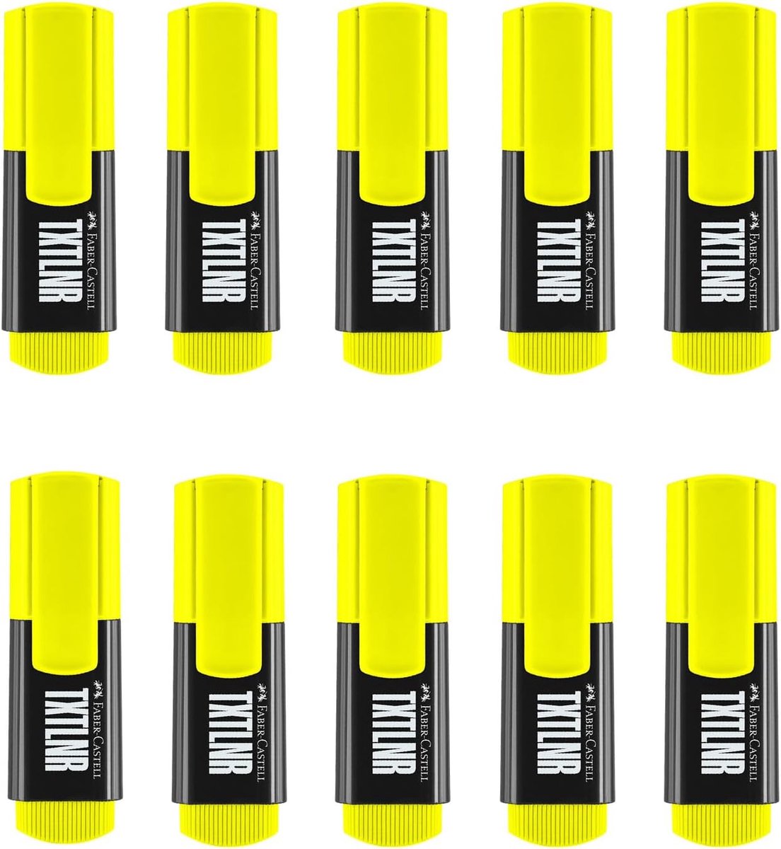 SnelShoppen - Markeerstiftenset Neon TXTLNER Geel - 10 Stuks - Compacte Markers Voor Kinderen en Volwassenen - Perfect Voor School, Studeren en Creati