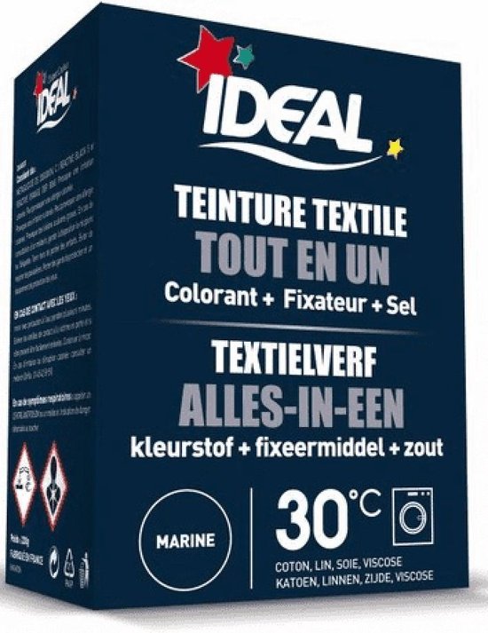 morfine Goed opgeleid lenen Ideal Textielverf, Marine Blauw, Alles in één, kleurstof + Fixeermiddel +  Zout | bol.com