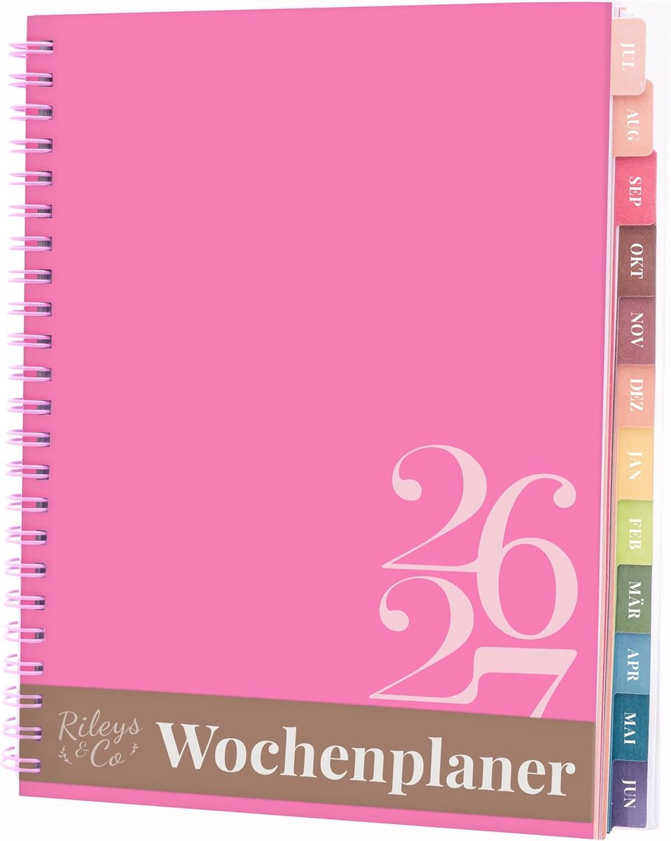 Thijox - Rileys Academische Planner 2026-2027, Dagelijks, Wekelijkse & Maandplanner, Notitiepagina's voor Studenten, Dubbeldraads Binding, 20 x 15 cm,