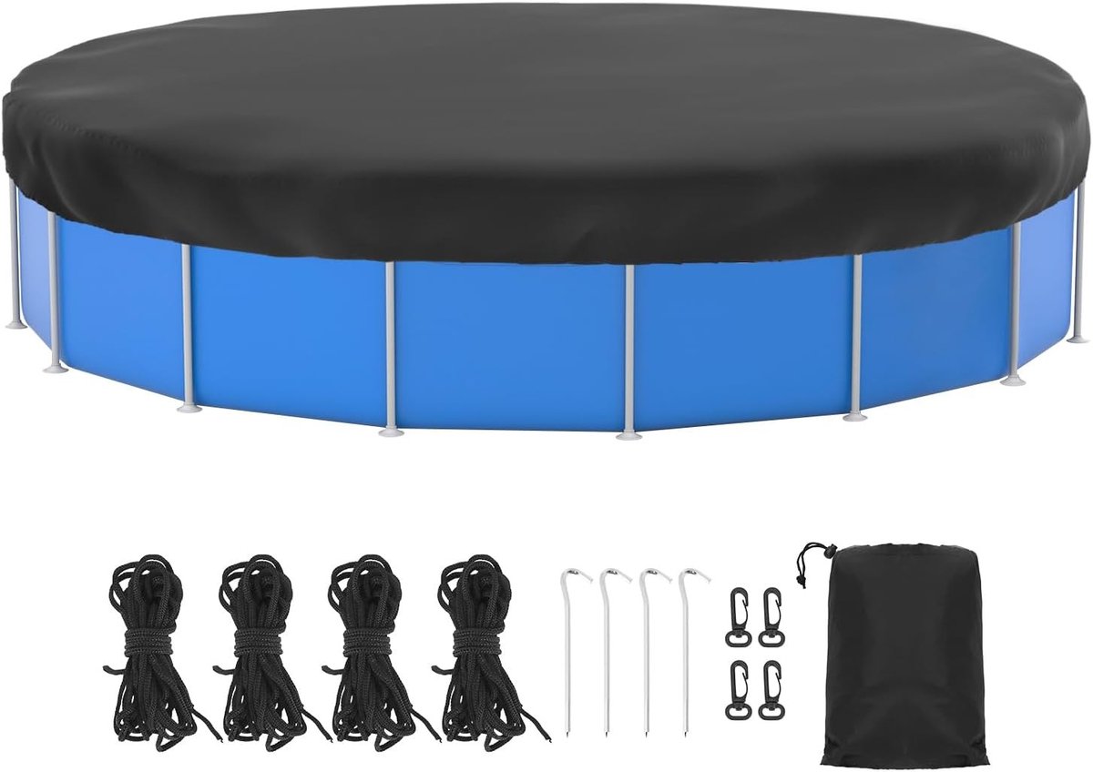 Ronde zwembadafdekking van 366 cm, UV-bescherming, 420D Oxford, waterdicht en duurzaam tarp