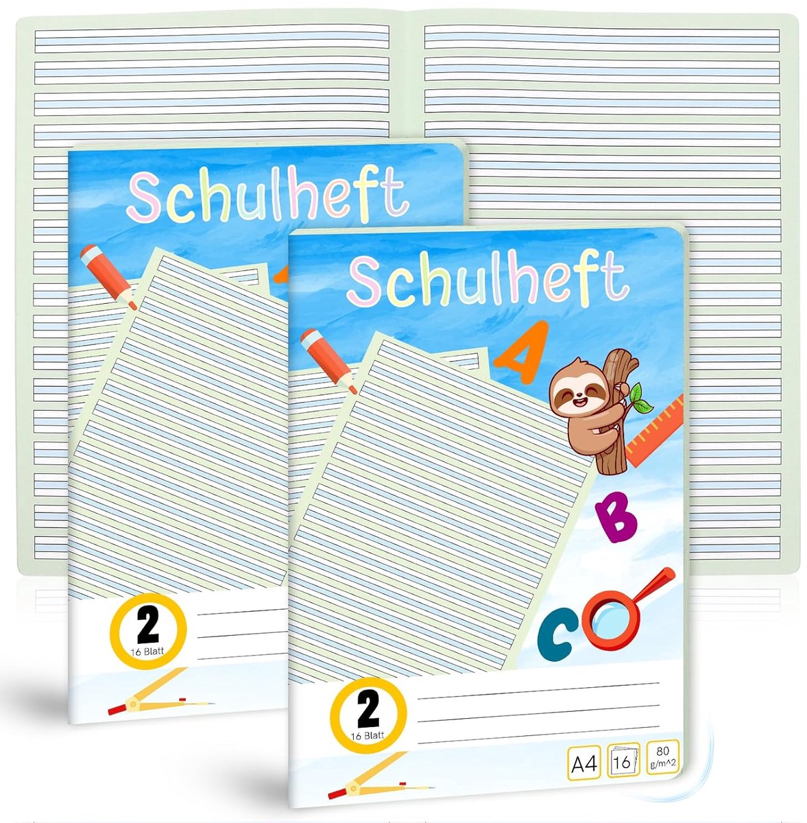Schrijverschrift 2 DIN A4 - 16 vellen - Duits schrift - ideaal voor 2e klas - ShopVlot