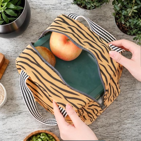 Lunchtas voor dames en heren, herbruikbare lekvrije koeltas, lichtgewicht thermische lunchbox voor kantoor, sportschool, strand en reizen (tijgerprint) — afbeelding 2