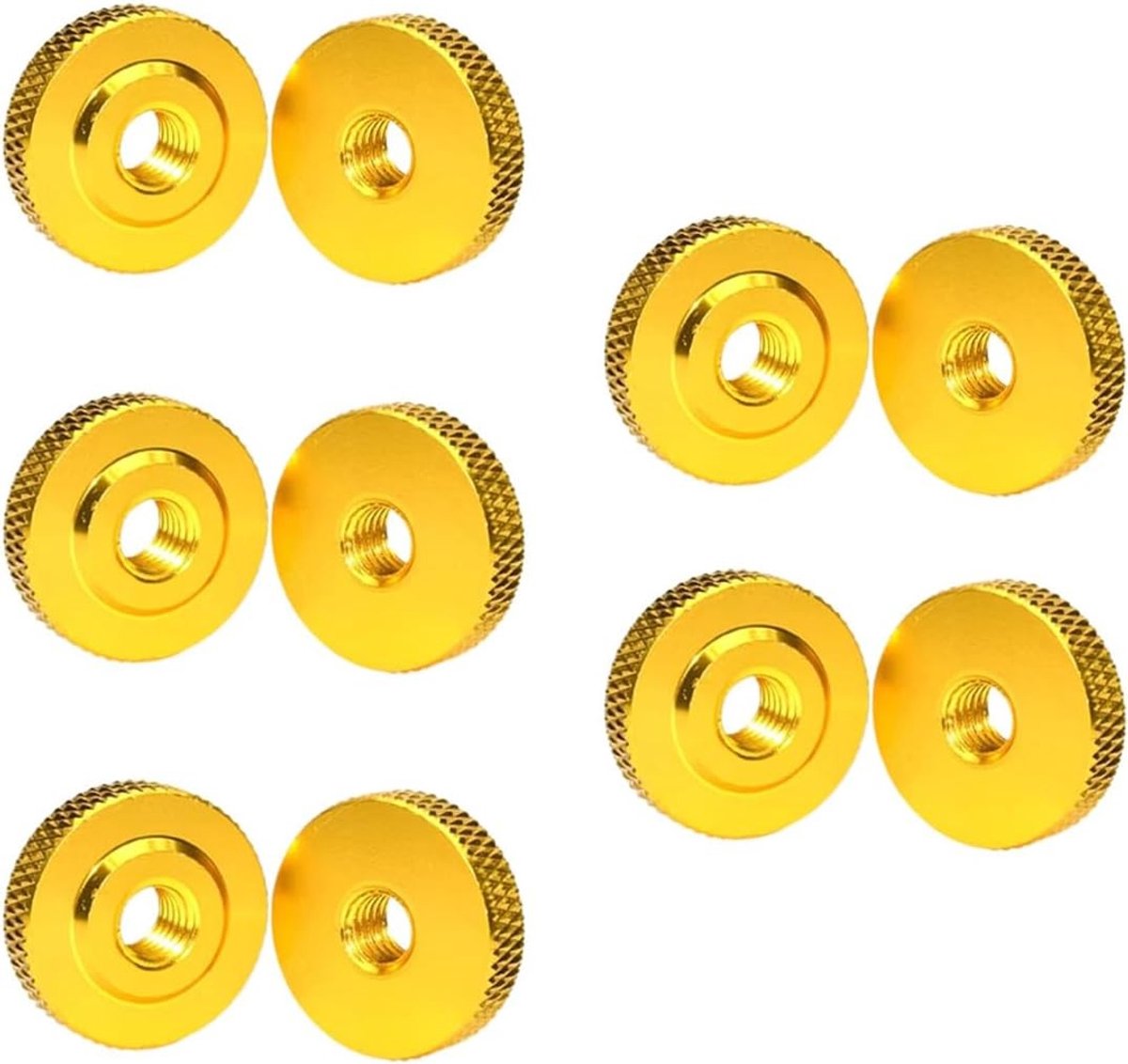 Set van 10 Aluminium Legering Knurled Antislip Moeren, M4 x 14 x 4, Duurzame Bevestigingsmiddelen voor Handgereedschap