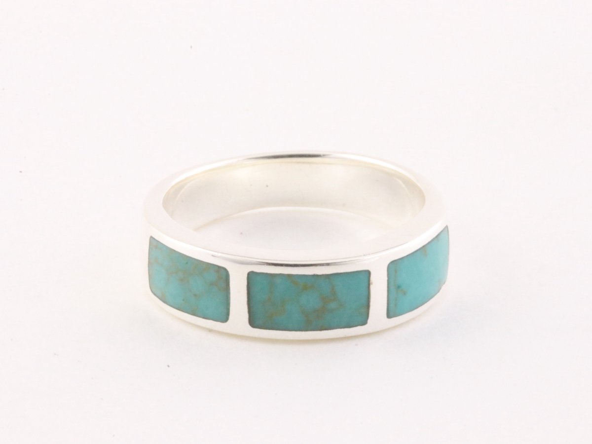 Zilveren ring met groene turkoois - maat 19