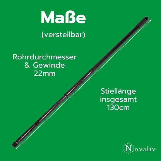 Telescopische Bezemsteel Universele Schroefdraad - Verstelbaar van 80 tot 130 cm - Metalen Reserve Steel — afbeelding 3