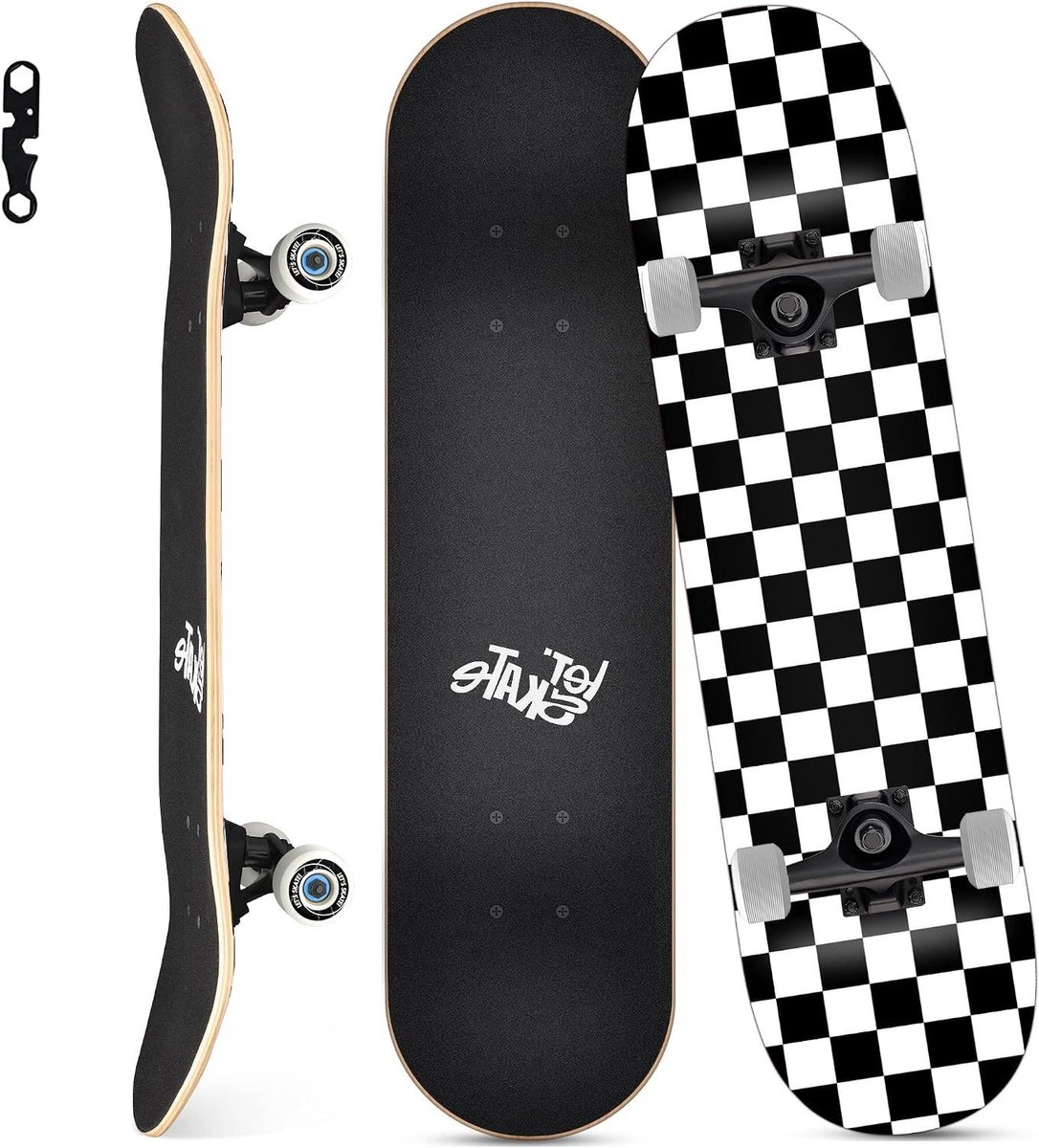 Compleet Skateboard Beginnersboard Tricksboard Straat Tricks 7-laags Esdoorn 79 x 20 cm