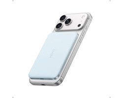 Batterie externe Anker Nano - batterie magnétique mince de 5000 mAh - chargeur portable super rapide certifié Qi2 de 15 W max, compatible MagSafe, conception ergonomique, uniquement pour iPhone 17/16/15/14/13/12 - Bleu