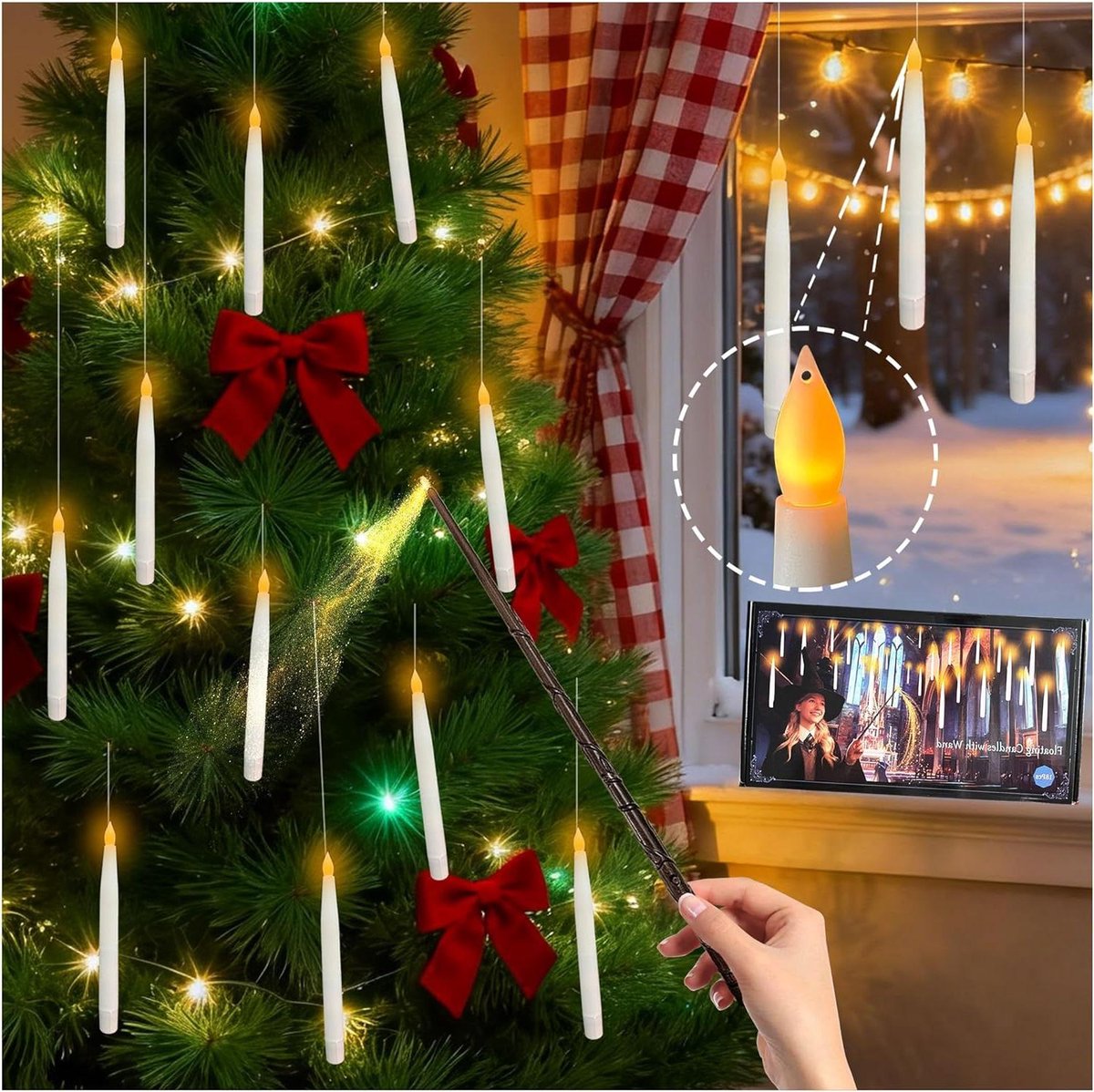 Drijvende Kaarsen - Magische LED Kaarsen - Feestelijke Decoratie - Met Toverstaf Bediening - 18 Stuks - Wit