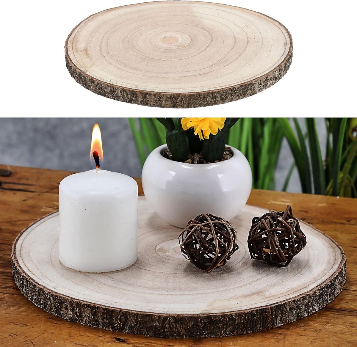 Houten Schijf - Decoratie Element - Huis Decoreren - Licht Paulownia Hout - 25 cm Diameter - Natuurlijk Bruin