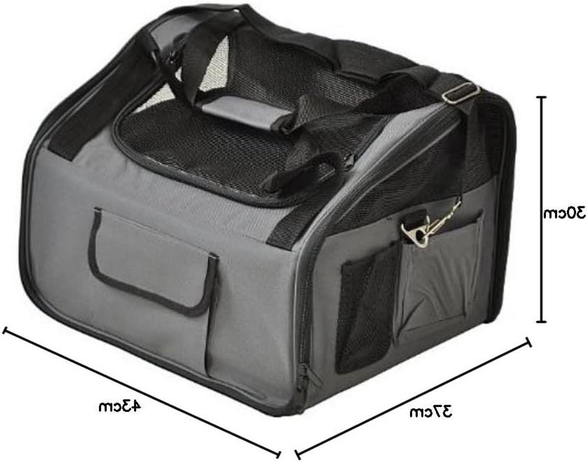Transporttas Huisdieren - Draagtas Kat Hond - Veilig Vervoer - Ademend Netwerk - 43 x 34 x 30 cm - Antraciet
