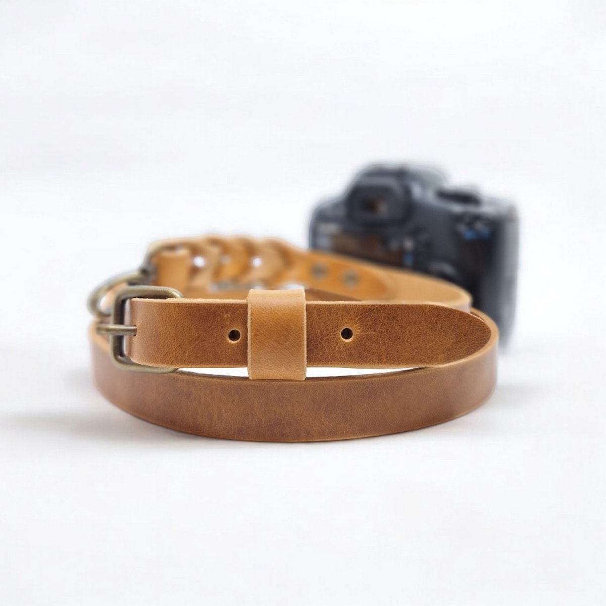 Cooper & Quint Leren Camerariem - Camel - Zilver
