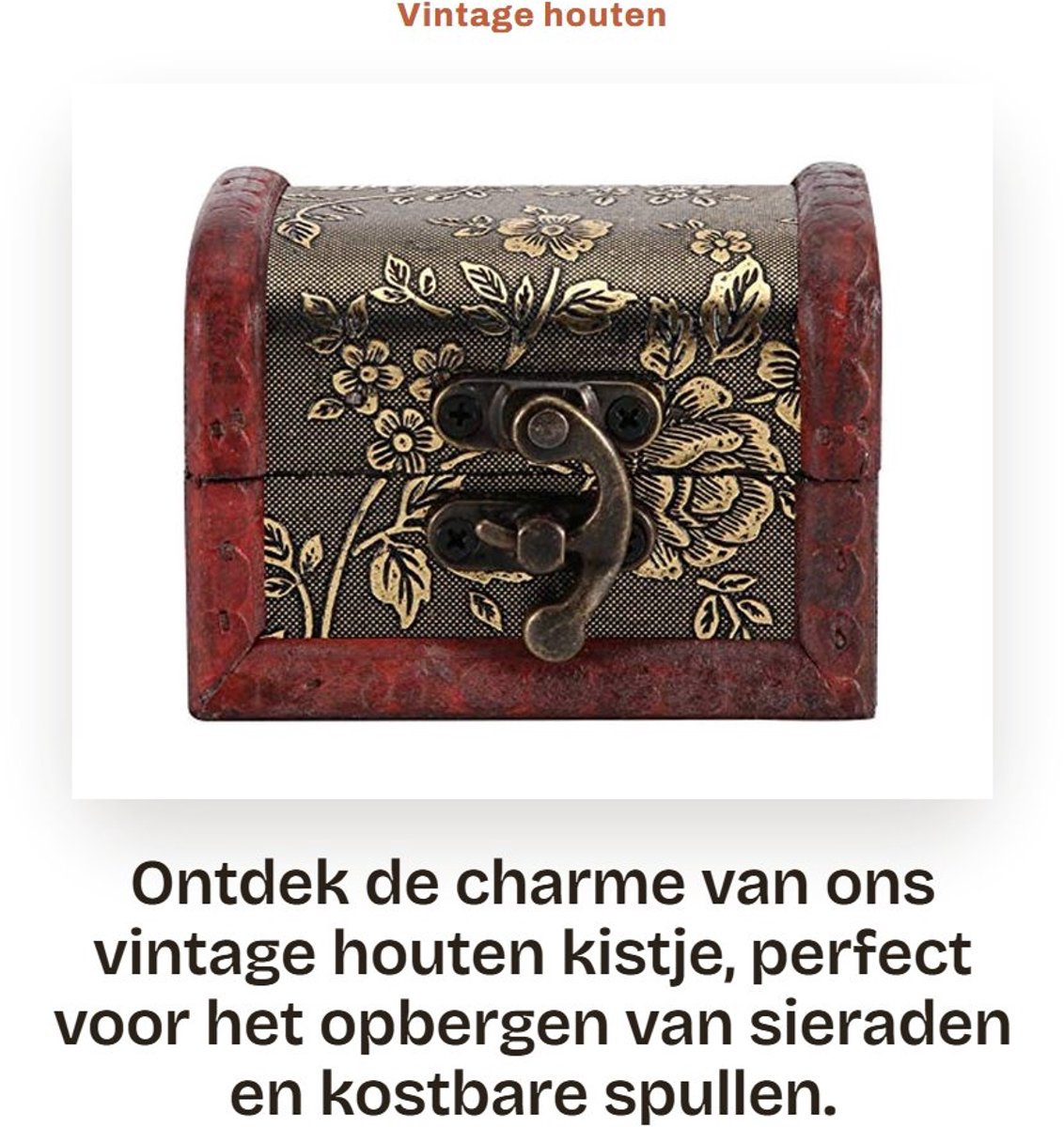 Dailygoods- Opbergdoos Vintage Houten - Juwelendoos met Slot - Decoratieve Opbergdoos - Sieraden Kistje - Duurzaam Hout - Elegant Ontwerp