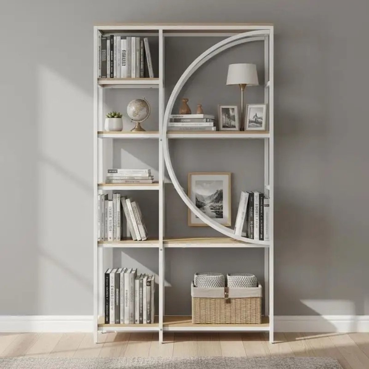 Dailygoods 6-laags industriële Etagere-boekenplank met open opbergplanken en boogvormig ontwerp - naturel - AliExpress 1