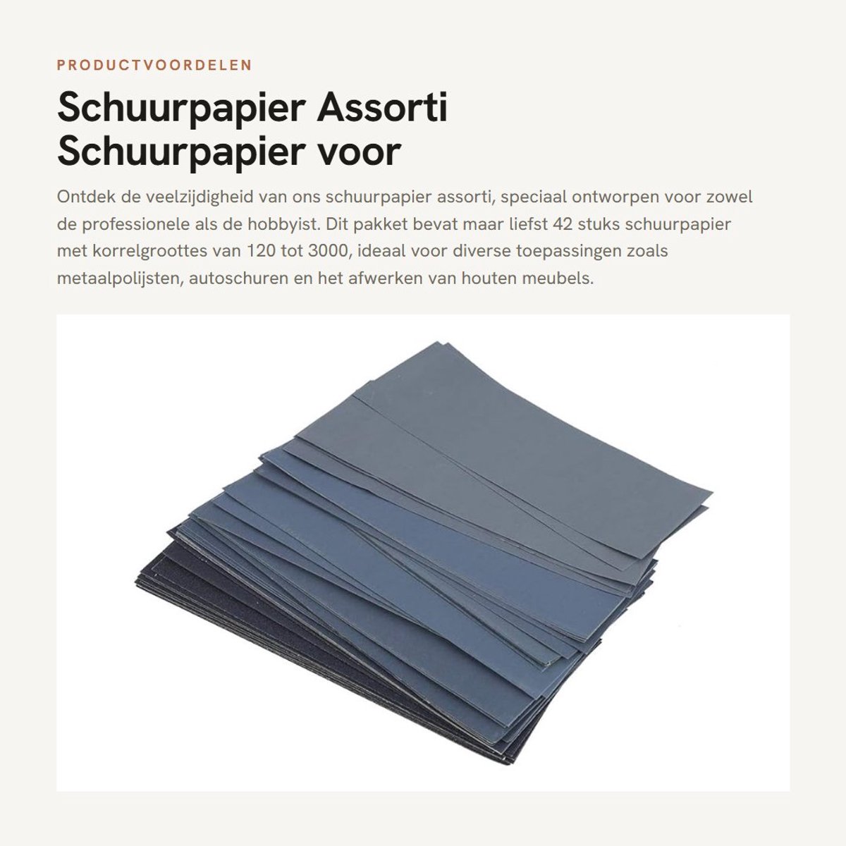 Dailygoods- Schuurpapier Assorti 42 Stuks - Korrel 120/3000 - Siliciumcarbide - Duurzaam - Metaal/Autoschuren - Houten Meubelafwerking - Schuurmaterialen