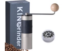 Thijox - Handmatige Koffiemolen KINGrinder K2 - RVS Maalschijf, Rechte Handgreep, Perfect voor Espresso en Pour-Over, Zilver, Keukenaccessoire