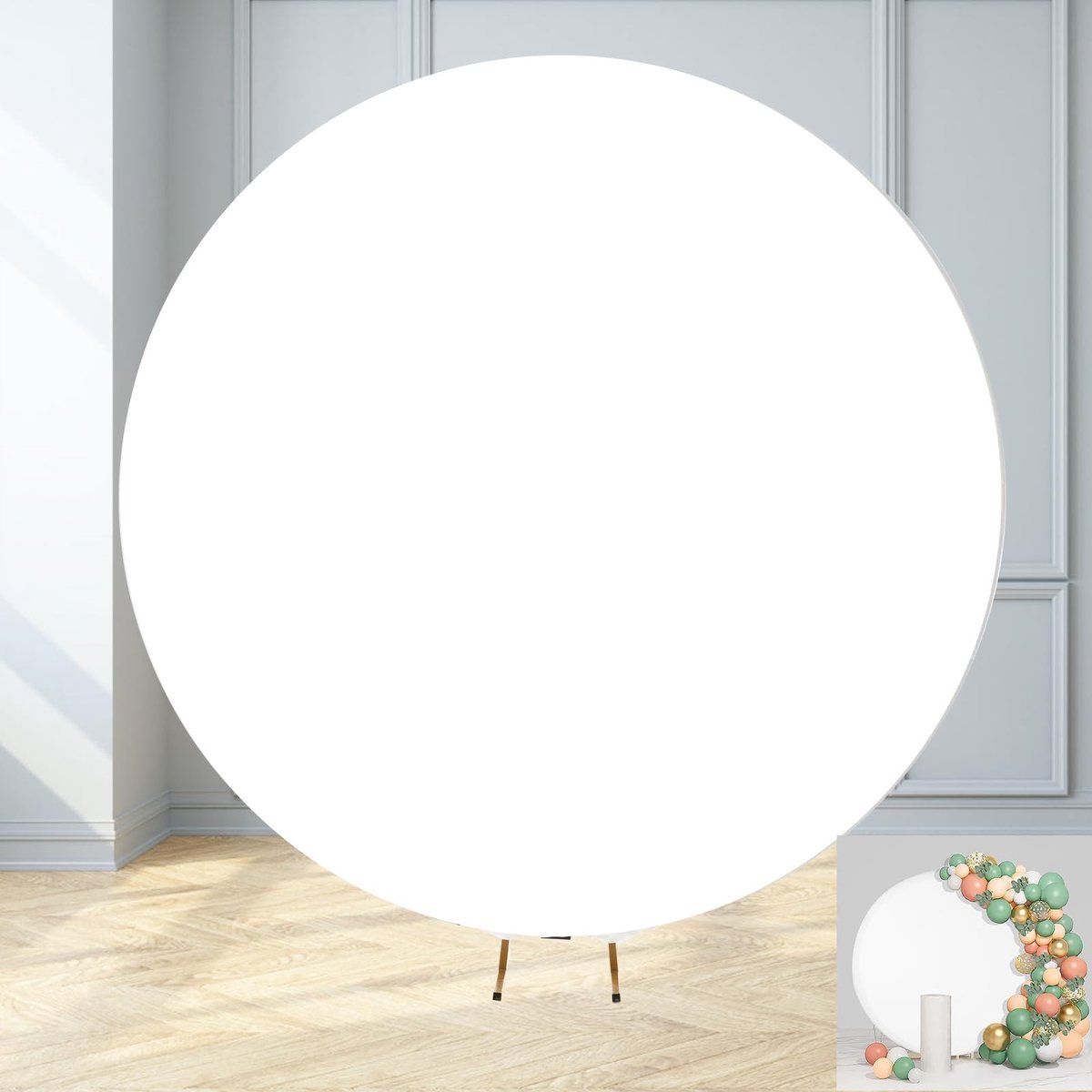 Dailygoods - Witte Ronde Polyester Fotografie Achtergrond 2,2 m voor Bruiloft en Feest
