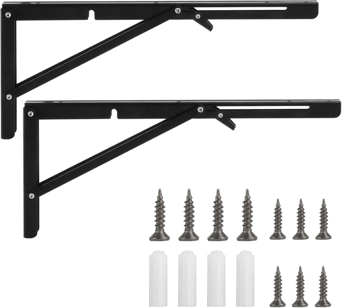 Set van 2 Vouwconsoles, Sterke Belasting, 400 mm, Vouwscharnier met Slot, Vouwplankhouders, 90° Metaal Vouwhoek, Ideaal voor Keuken, Kantoor en Tafelgebruik, Muurplank en Vouwtafel