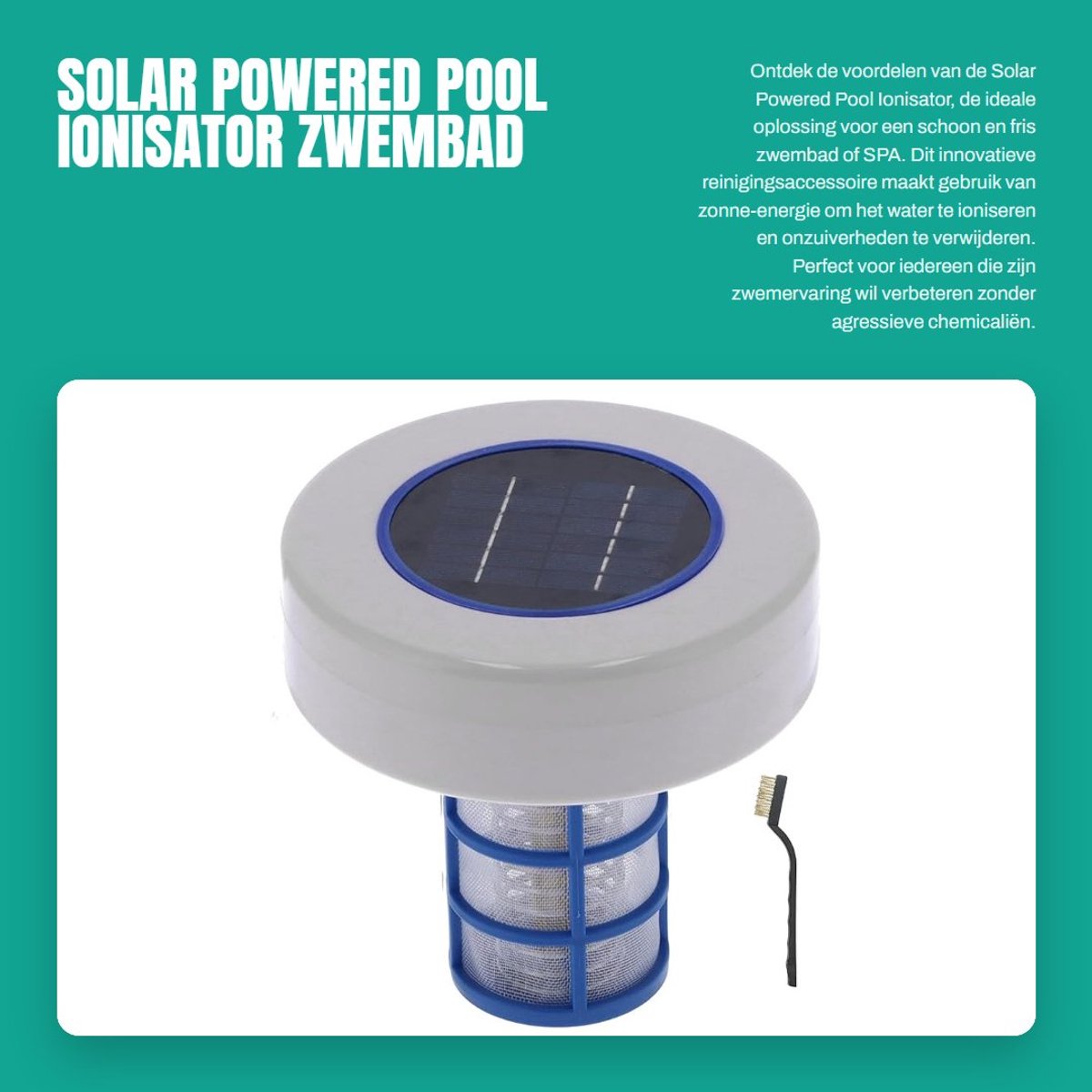 Dailygoods - Solar Powered Pool Ionisator - Zwembad Purifier - Duurzaam en Milieuvriendelijk - Ideaal voor Zwembaden en SPA's - Reinigingsaccessoire -...