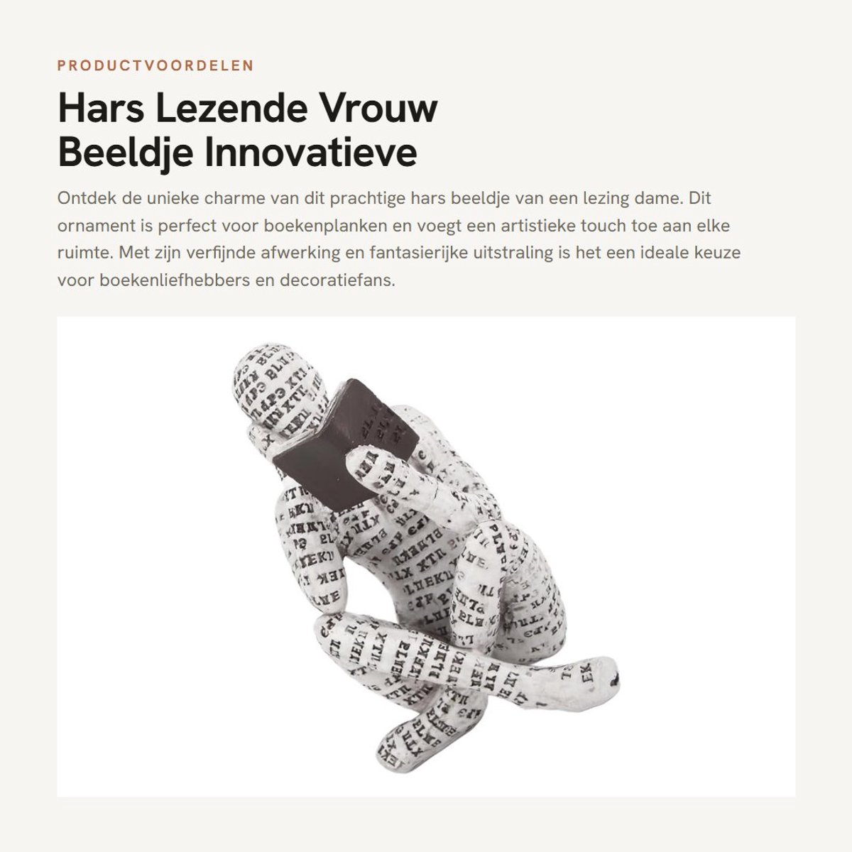 Dailygoods- Beeldje Lezende Vrouw - Decoratieve Beeldjes - Ornamenten voor Boekenplank - Hars Standbeeld - Innovatieve Decoratie - Hoogwaardige Kwaliteit