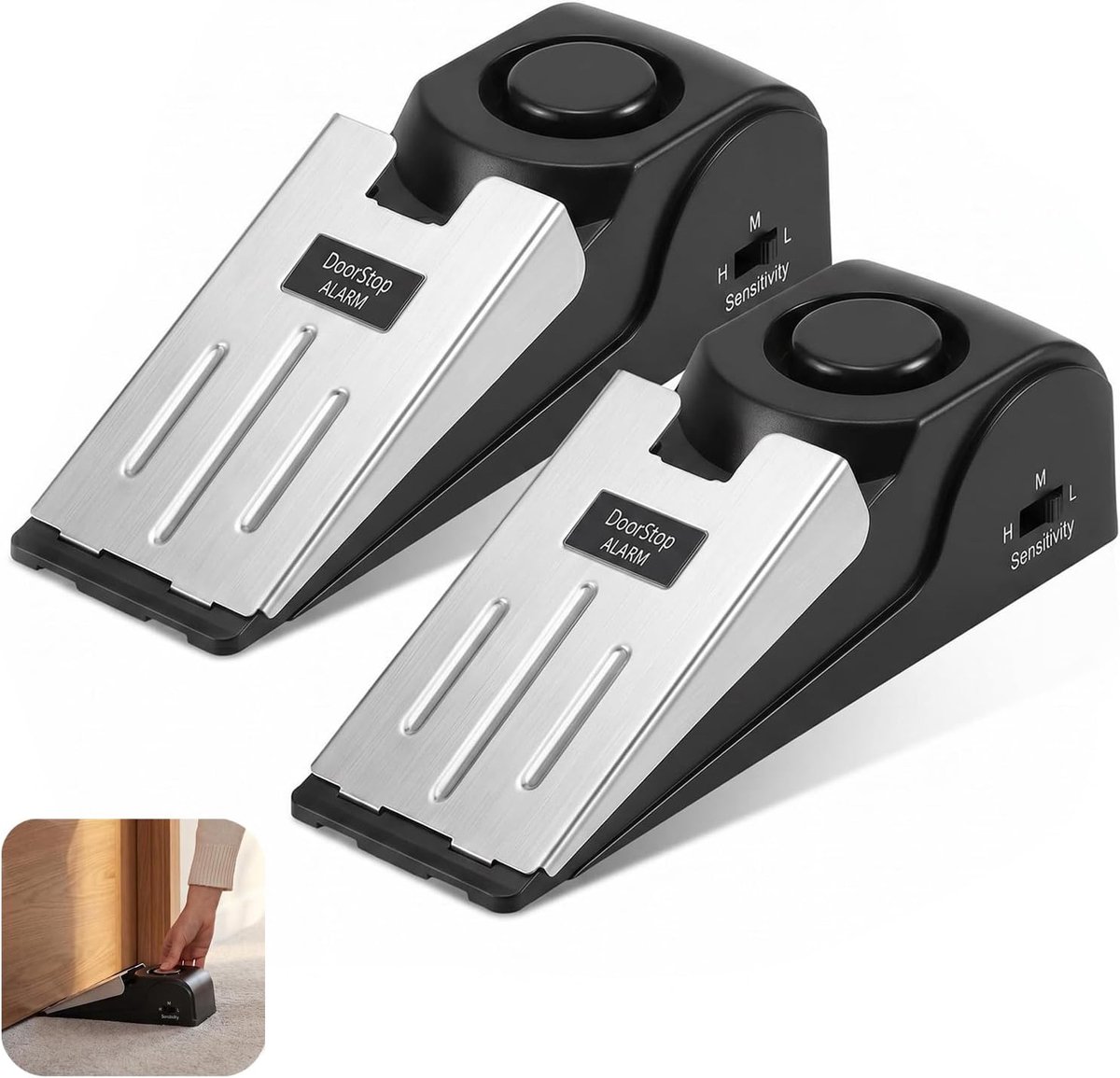SnelShoppen - Deurstopper met Alarm 120 dB, Antislip Rubber, Verstelbaar in 3 Standen, Veilig voor Thuis en Kantoor, Ideaal voor Kinderen en Huisdiere