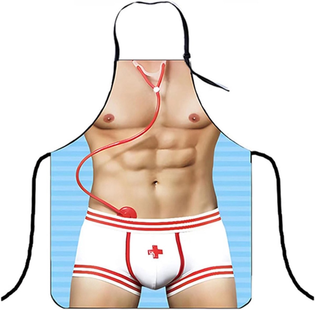 Thijox - Sexy Dokter Schort voor Mannen - Grappige Spierschorten - Keukenschort voor Barbecue Party - Herbruikbaar en Wasbaar Polyester - Perfect voor