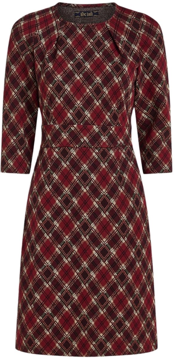 Dailygoods- Damesjurk Stijlvol Design - Jacquard/Jersey - Getailleerde Pasvorm - 7/8 Mouwen - Zijdelingse Steekzakken - Hoog Draagcomfort - Jurk