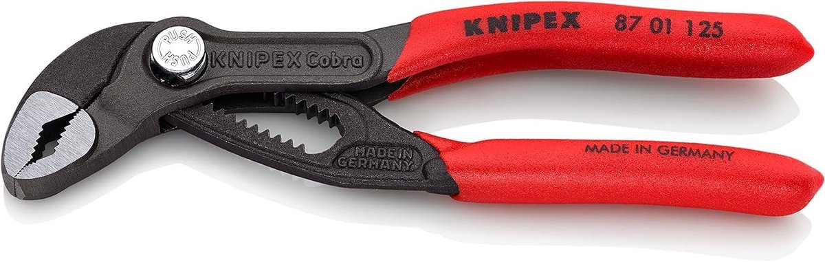 Thijox - KNIPEX Cobra Hightech-waterpomptang 125 mm - Antislip kunststof bekleed - Fijn instelbaar - Zelfklemmend op buizen en moeren - Professioneel
