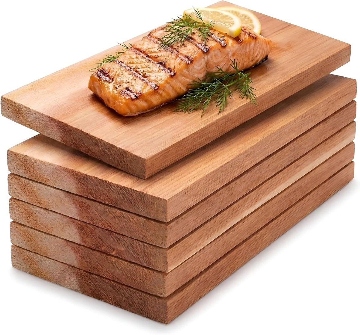 SnelShoppen - XXL Grill Boards Smoking Boards - Cedar BBQ Planken - Extra Dikke 30x14x1.5cm - Duurzaam & Herbruikbaar - Set van 6 voor Grillen & Roken