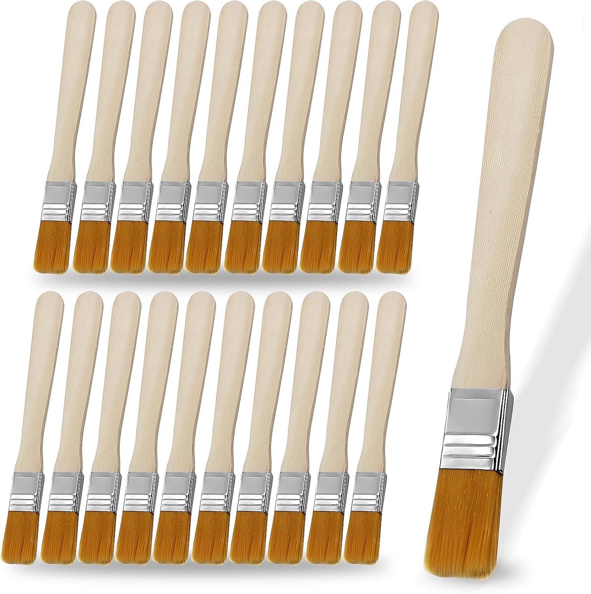 SnelShoppen - 50 Pcs Kleine Verfkwasten Set, Plat en Rond, 13.5 cm, Nylon Borstel met Houten Handvat, Ideaal voor DIY Schilderen, Decoreren en Knutsel